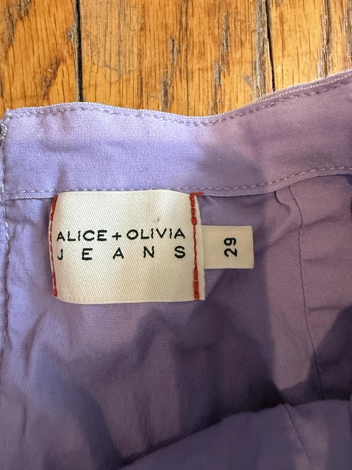 Falda Jeans Alice + Olivia Mujer 29 Lavanda Carter Denim Volantes Acampanada Cremallera Foto 4 de 4
