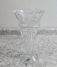 Beautiful Shannon Crystal by Godinger 24% Lead  Crystal Footed Vase 14in, Heavy