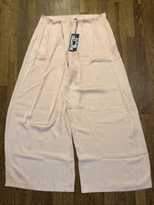 Future Collective Women's Medium Mid Rise Wide Leg Satin Pants Peach