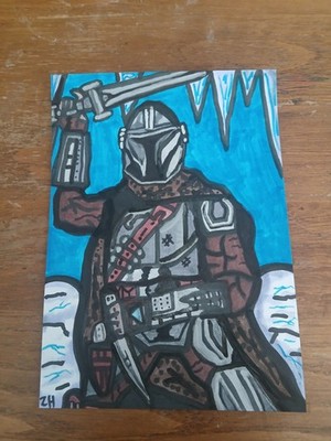 Drawing Star Wars The Mandalorian And Grogu Din Djarin Sword Knife Art Snow Hoth