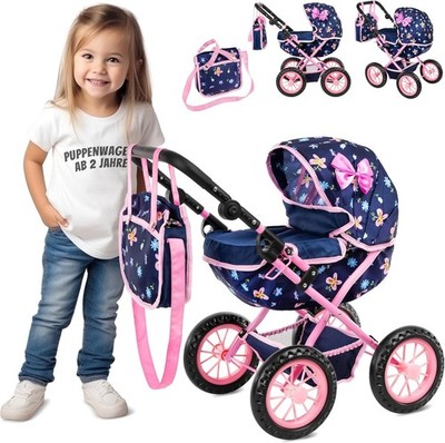Adjustable Baby Doll Stroller Toy - Lightweight, Foldable, Quiet Wheels,
