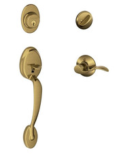 Schlage F60 PLY 609 ACC LH Plymouth Handle Set Antique Brass, Single Cylinder