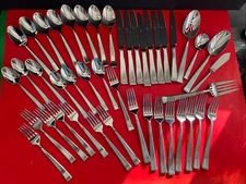 Lot of 44 MIKASA Essex Satin Flatware Knives Spoons Forks Serve 18/10 Stainless
