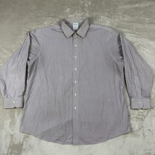 Brooks Brothers Shirt Mens 18 34/35 Red Striped Regent Non-Iron Button Down
