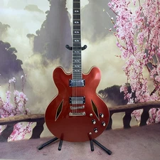 Custom Shop DG335 Red Electric Guitar Semi-Hollow maple Body chrome parts