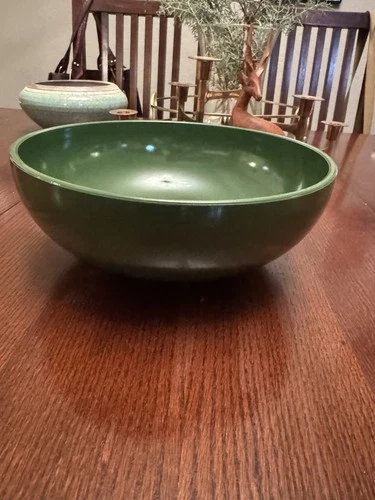Vintage 1940/50s Dark Green Hazel Atlas Milk Glass Bowl, Platonite