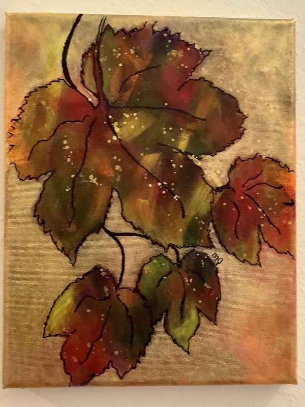 Original Painting Acrylic Contemporary 8"X10"  Textured Artwork Leaves