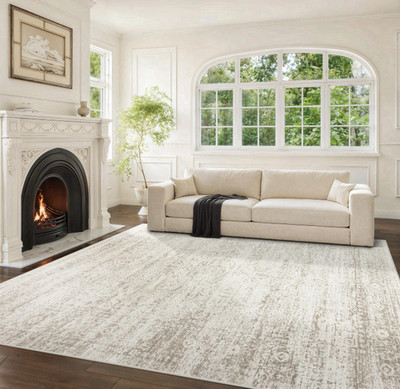 8x10 Washable Area Rug Faux Wool Vintage Non Slip Living Room Carpet