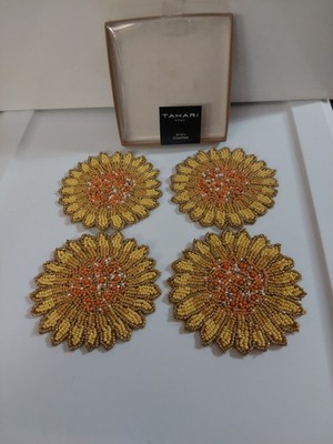 Tahari Beaded Sunflower Coasters (Set Of 4)