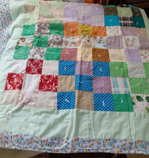 Vintage Handmade Quilted Patchwork Quilt Blanket  74x42
