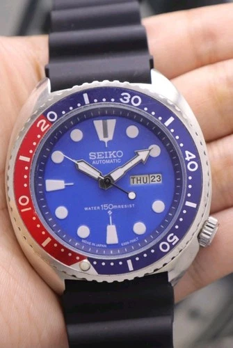 SEIKO DIVER DAY/DATE BLUE DIAL 6309 VINTAGE SEIKO 'TURTLE' MODIFIED PEPSI BEZEL