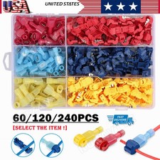 60/240Pcs T-Taps Insulated Wire Terminal Connectors Quick Splice Cable Combo Kit