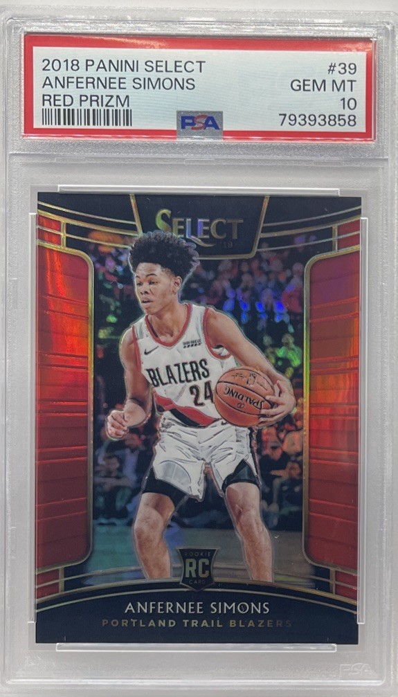 Anfernee Simons 2018 Panini Select #39 Red Prizm RC Concourse #29/199 PSA 10 GEM