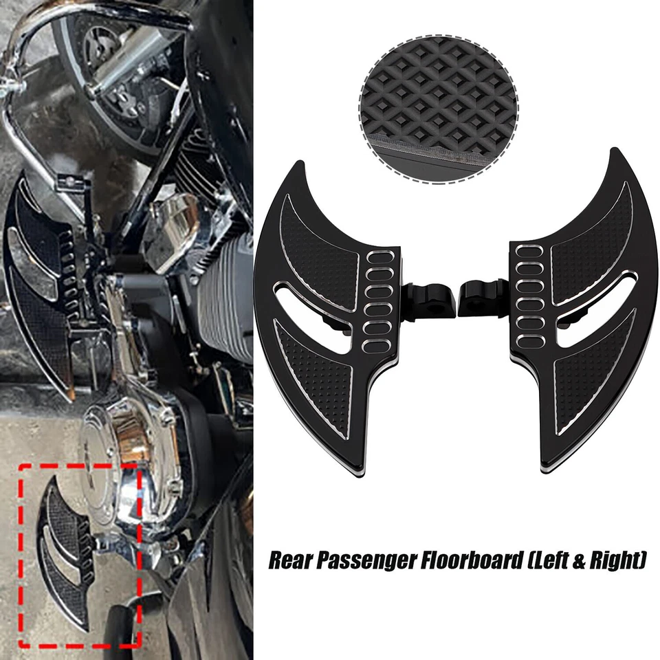 Tableros de piso CNC para pasajeros traseros estriberas estriberas negras para Harley FLST FLHR Foto 3 de 4