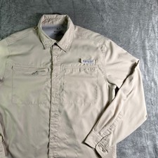 Realtree Fishing Shirt M Button Up Beige Long Sleeve Outdoor Work Wear