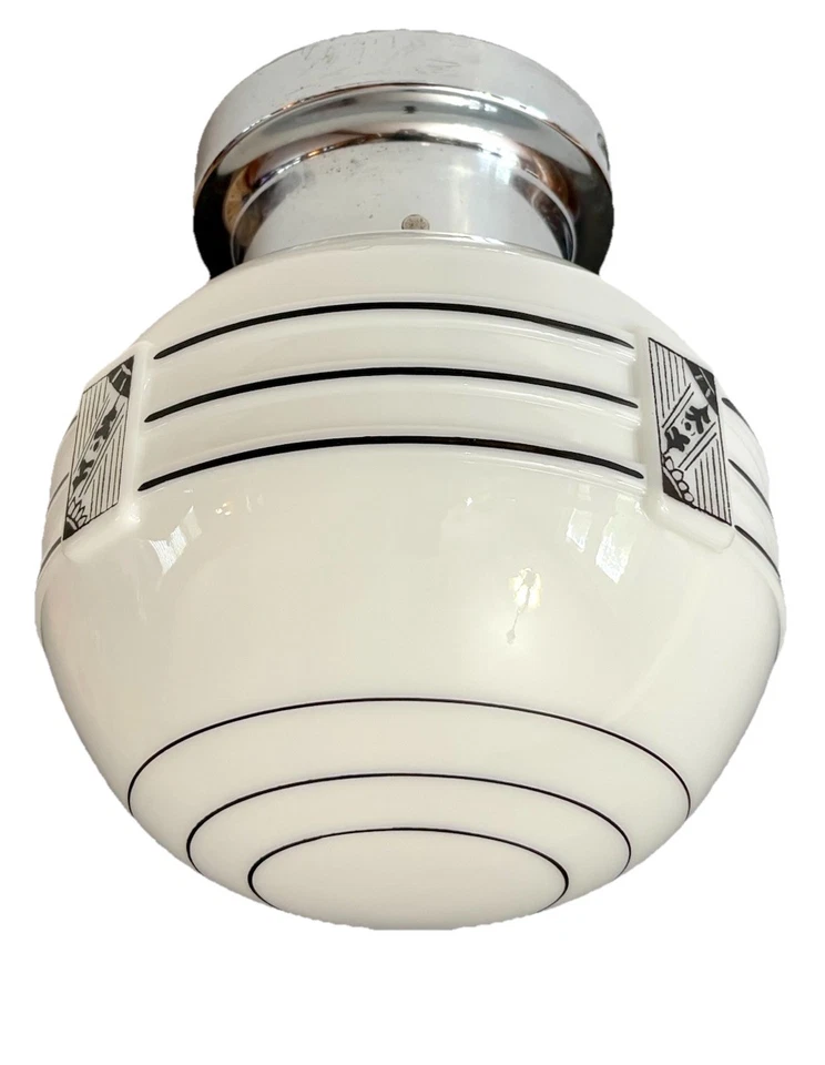 Antique/Vintage 1920’s-30’s Art Deco Nouveau Virden Black Stencil Light Fixture - Image 4 of 4