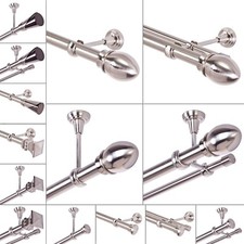 Gardinenstange 25mm 1-läufig 2-läufig silber Edelstahloptik Wandmontage Decke