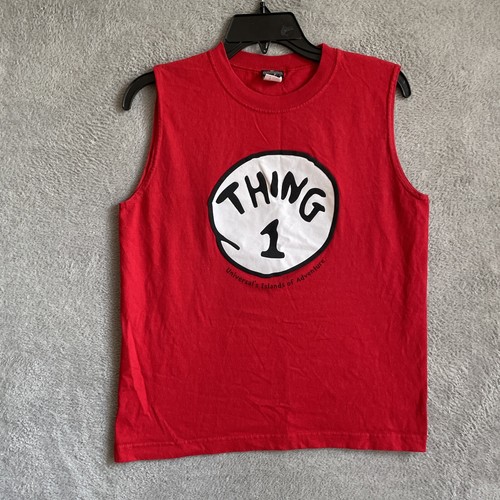 Universal Studios Tank Shirt Youth XL Red Pullover Crew Neck Thing One Cat Hat