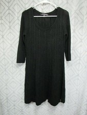 Jones Wear Sweater Dress Size S Black Knit Round Neck Long Sleeve Casual Career