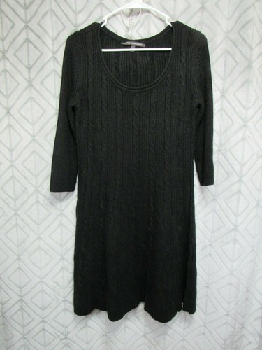 Jones Wear Sweater Dress Size S Black Knit Round Neck Long Sleeve Casual Career - Afbeelding 1 van 3