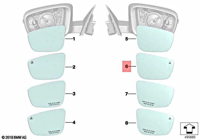 Genuine BMW M3 G20 330i 330iX Mirror Glass Heated Convex Right 