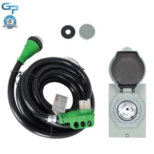 50 Amp Generator Cord 25/30/50FT+Power Inlet Box Waterproof Combo Kit ETL Listed