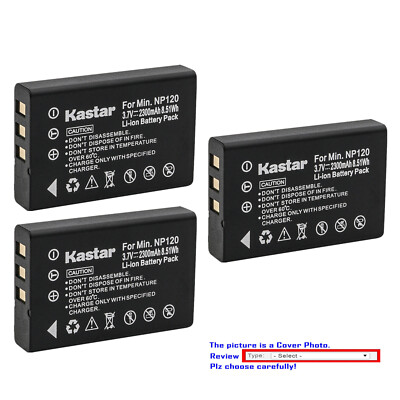Kastar Replacement Battery for NP-120 NP-120B & Ordro HDR-AC5 HDR-AZ50 FNP120