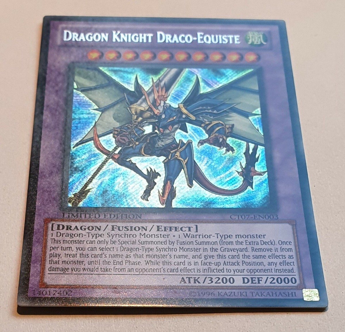 Yugioh Dragon Knight Draco-Equiste CT07-EN003 Secret Rare Limited