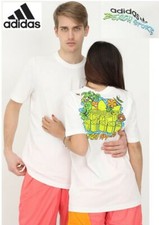 ADIDAS T-shirt bianca unisex sport da spiaggia con maxi stampa sul retro (HC7143) - NUOVA!