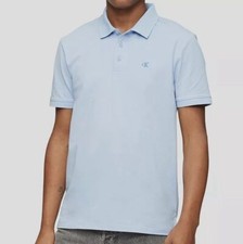  70 Calvin Klein Men's Blue Regular-Fit Monogram Logo Polo Shirt Top Size L