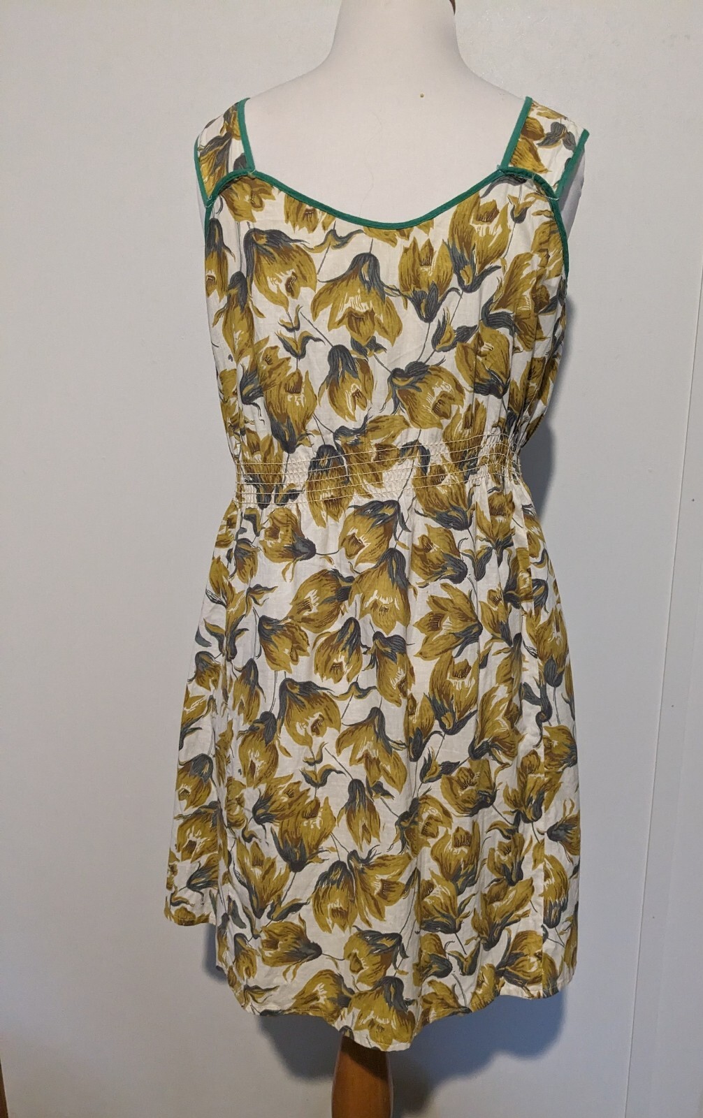 Vintage 1940s Womens Floral Cotton Jumper Sundress 40s Pin Up B39 S/M Smocked image 4