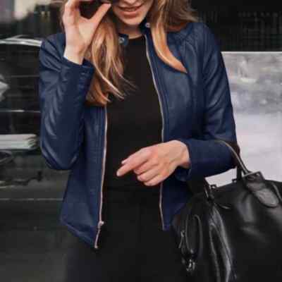 Leather Faux Women's Jacket Women Thin New Moto Biker Zipper BLACK FRIDAY  ️ 
