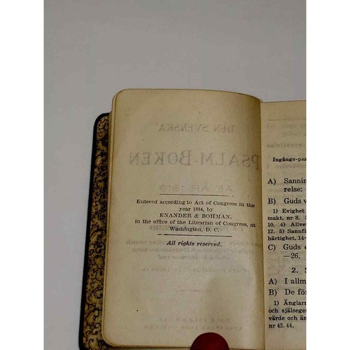 1884 antique Swedish language Bible-related book, Psalm-Boken or Psalmbok. Pics - Picture 3 of 11