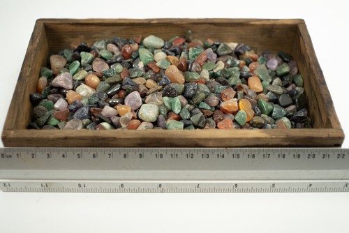 Grabbeldose mit Halbedelsteinen – 1kg Mix in Holzbox Wassersteine Kinder - Bild 3 von 3