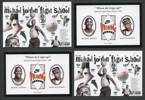 CUATRO tarjetas coleccionables Nike de Michael Jordan 1991 #6 escuela de vuelo Mars Blackmon Spike
