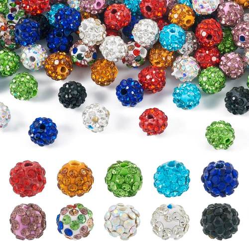 Elecrelive 100Pcs 8Mm Rhinestone Clay Beads Colorful Disco Ball Beads Polymer Cl
