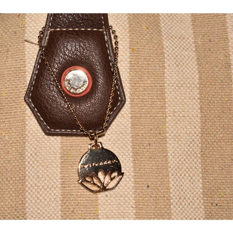 Bolso de Mano BIG BUDDHA $90 Interior Azteca Rayas Grande Lona Tostado/Crema Foto 3 de 4