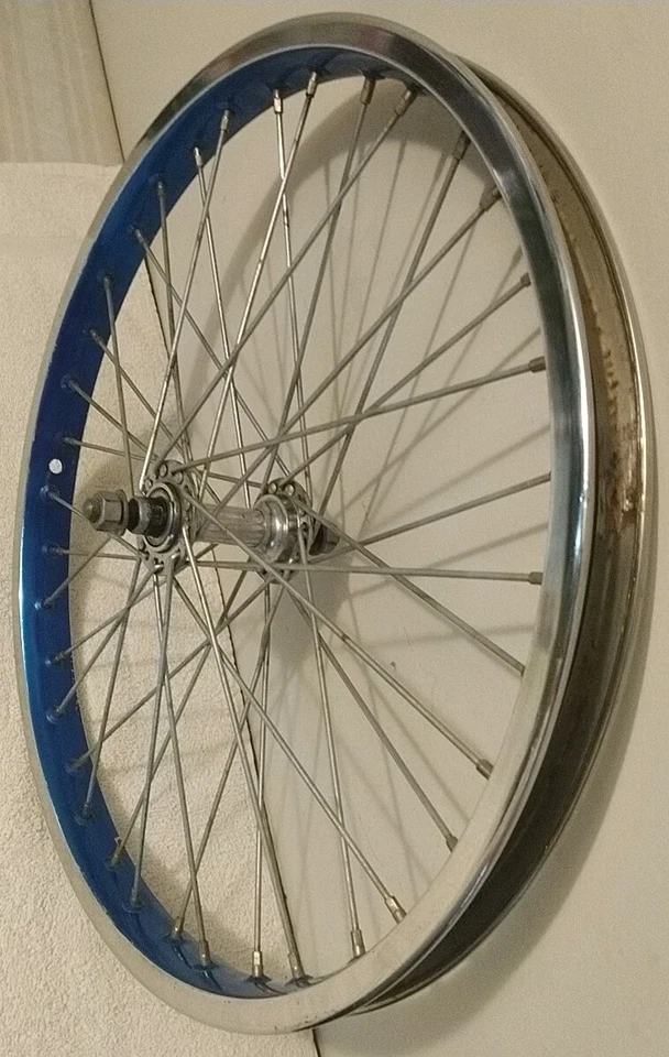 Rueda BMX Old School de colección azul sobre cromo resistente llanta CMC '83 KK buje Foto 4 de 4