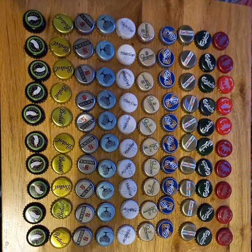 100 x mixed beer Bottle Tops used metal BT28