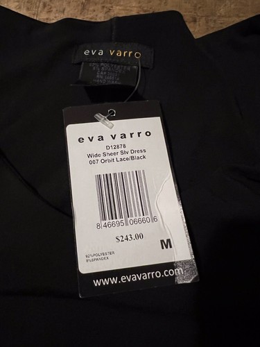 EVA VARRO Women’s Size Medium 3/4 Puff Lace Sheer Sleeves MIDI Lined Dress NWT - Picture 8 of 12