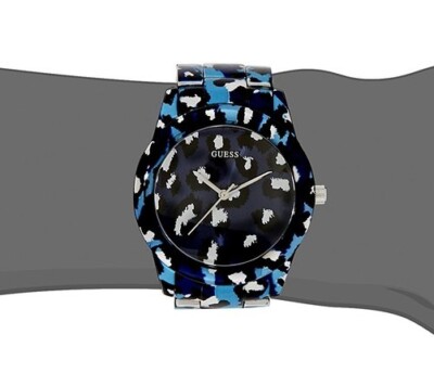 GUESS Womens Blue Leopard Cheetah Animal Print Stainless  display picture 3