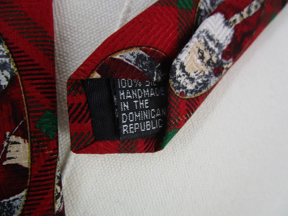 Gravata Claybrooke masculina vermelha Stanta 54" de comprimento 4" de largura 100% seda vintage - Imagem 3 de 4