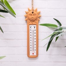 Terracotta Garden Thermometer Indoor / Outdoor  Wall Hanging Sun Decor