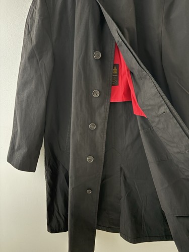 Vtg London Fog Maincoats Black w/Red Dracula Trench Coat 42 Reg Calibre Cloth - Picture 5 of 13