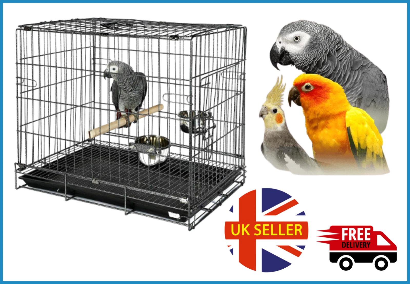 African Grey Bird Parrot / Parakeet Travel Carry Cage - Black - Vet Trips
Opens in a new window or t