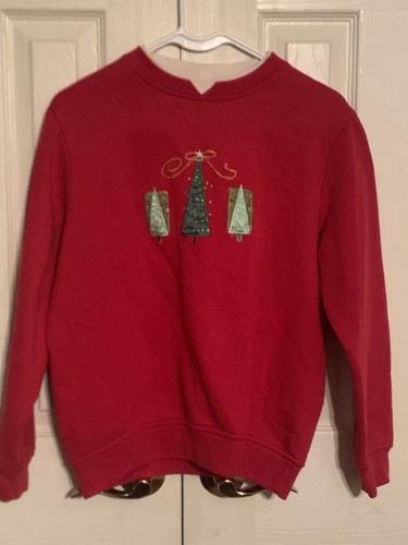 Vintage Women’s Medium Kim Rogers Christmas Tree Red Pullover Sweater