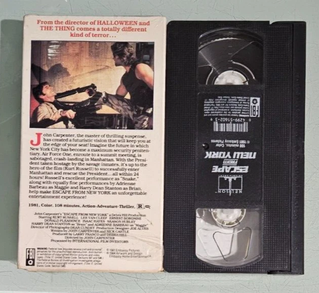 kurt russell ESCAPE FROM NEW YORK  adrienne barbeau VHS VIDEOTAPE  embassy 1984 - Image 2 of 2
