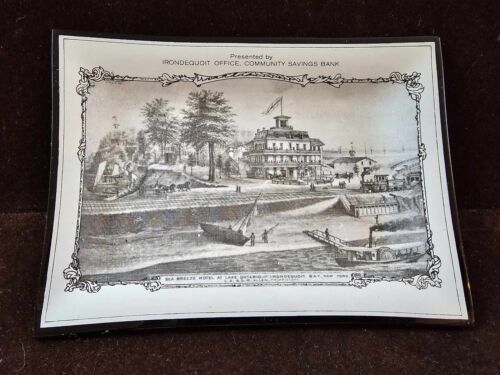 Vintage Irondequoit Bay NY Glass Trinket Dish Sea Breeze Hotel at Lake Ontario - Picture 2 of 10