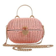 Pre-Owned Chanel Pink Oval Wicker Heart CC Charm Closure 2-Way Handle Crossbody