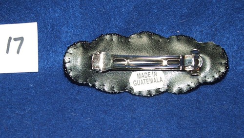 5 Circle Beaded Barrette w Gemstone centers French Clip Closure 3.75x1.5" #17 - Picture 2 of 3